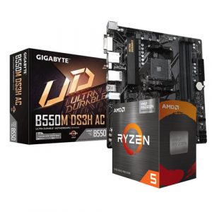 AMD Ryzen 5 5600G Processors   Gigabyte B550M DS3H AC (Wi-Fi) Motherboard Combo Deal
