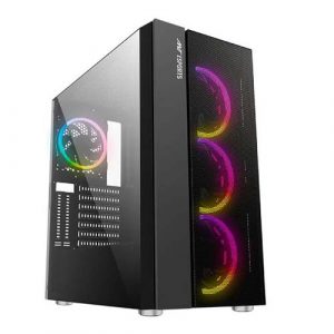 ANT ESPORTS ICE-511MT AUTO RGB (ATX) Mid Tower Cabinet With Tempered Glass Side Panel AND Controller (Black)