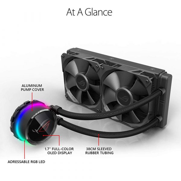 ASUS ROG Ryuo 240 all-in-one liquid CPU cooler with color OLED