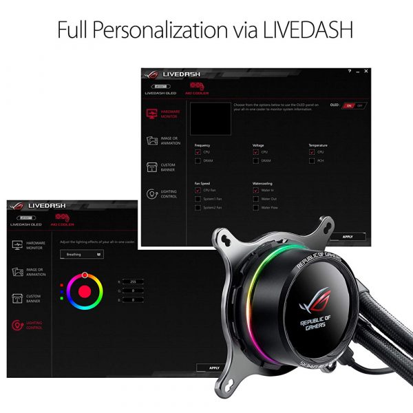 ASUS ROG Ryuo 240 all-in-one liquid CPU cooler with color OLED