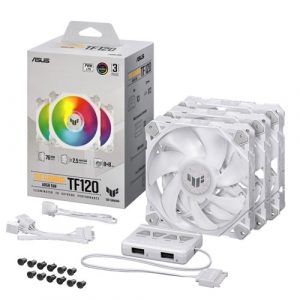 ASUS TUF Gaming TF120 ARGB Fan - Triple Fan Kit with ARGB Controller (White)