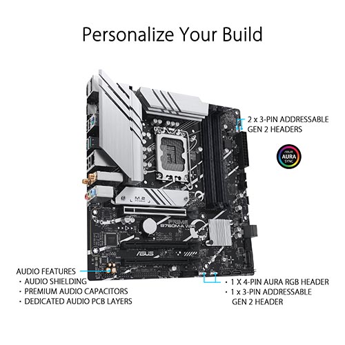 ASUS TUF GAMING B760-PLUS WIFI Intel B760 (13th and 12th Gen) LGA 1700 ATX  motherboard with PCIe 5.0, three PCIe 4.0 M.2 slots, DDR5, Realtek 2.5Gb