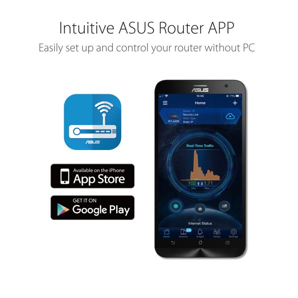 ASUS RT-AX53U (AX1800) Dual Band WiFi 6 Extendable Router