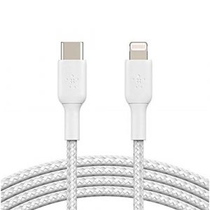 Belkin White Braided USB-C to Lightning Cable (Boost Charge MFi-Certified iPhone USB-C Cable) CAA004bt1MWH
