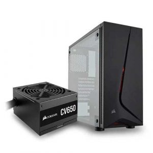 Corsair SPEC-05 (ATX) With CV650 SMPS Mid Tower Cabinet  With Transparent Side Panel (Black) CC-9020125-UK