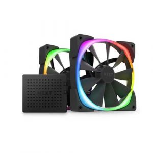 NZXT Aer RGB 2 140mm Twin Starter Pack of Chassis Fans in Black with Fan Controller HF-2814C-DB