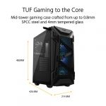 ASUS TUF Gaming GT301 ARGB (ATX) Mid Tower Cabinet With Tempered Glass Side Panel WITH ARGB CONTROLLER (Black)