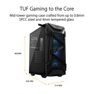 ASUS TUF Gaming GT301 ARGB (ATX) Mid Tower Cabinet With Tempered Glass Side Panel WITH ARGB CONTROLLER (Black)