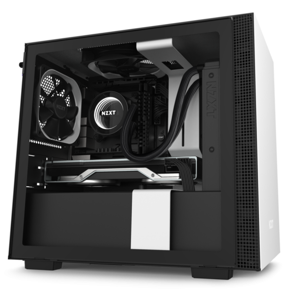 NZXT H Series H210 Matte White/Black Tempered Glass Mini-ITX Tower Case CA-H210B-W1