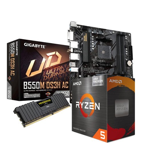 Gigabyte B550M DS3H AC, AMD Ryzen 5 5600G BOX, Corsair Vengeance LPX 16GB DDR4 3200MHZ Memory Combo Deal