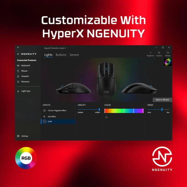 HyperX Pulsefire Haste 2 RGB Gaming Mouse (Black) 6N0A7AA