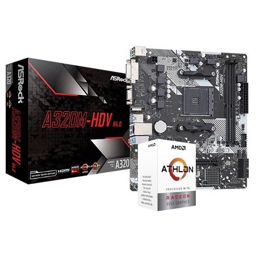AMD Athlon 3000G Processor YD3000C6FBBOX   Asrock B450M-HDV R4.0 Micro ATX Motherboard