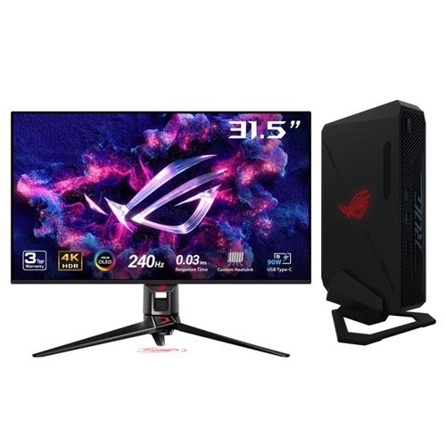 ASUS ROG NUC RTX 4060 RNUC14SRKU7168A0I With ASUS ROG PG32UCDM Monitor