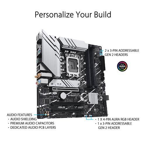 ASUS PRIME B760M-A WIFI D4 Intel B760 LGA 1700 mATX B760 Motherboard