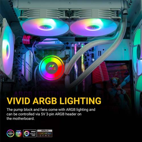 Ant Esports ICE-240 240mm Addressable RGB 2600RPM AIO I CPU Liquid Cooler White AESP0325