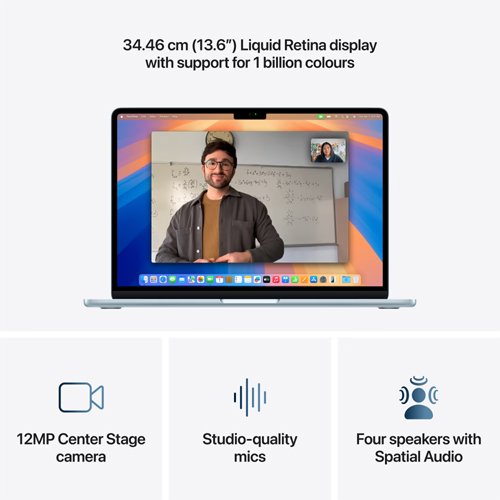 Apple MC6U4HN/A MacBook Air (Apple M4 Chip/16 GB/512 GB SSD/MacOS Sequoia/Liquid Retina) 34.46 cm (13.6 inch) Sky Blue MC6U4HN/A