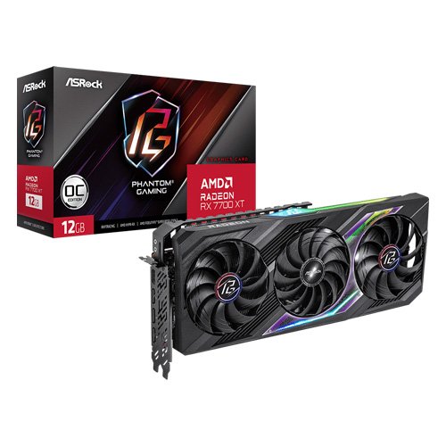 Asrock AMD Radeon RX 7700 XT Phantom Gaming 12GB OC Graphic Cad RX7700XT PG 12GO