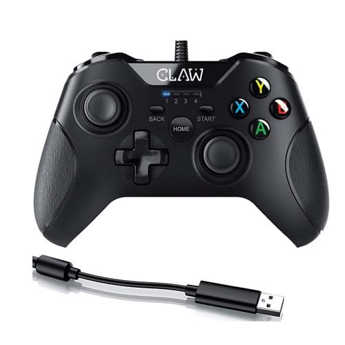 CLAW Shoot Wired USB Gamepad Controller for PC Supports Windows XP/7/8/10 with Rubberized Textured Grip and Dual Vibration Motors