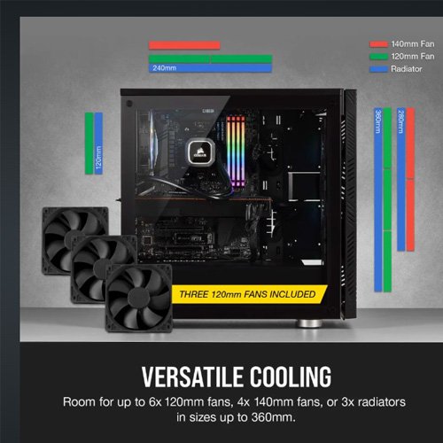 Corsair 275R Airflow Tempered Glass Mid-Tower Gaming Case Black CC-9011181-WW