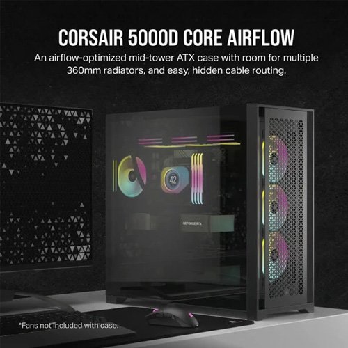 Corsair 5000D Core Airflow Mid-Tower ATX PC Case Black Cabinet CC-9011261-WW