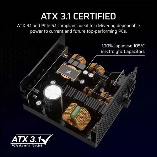 Corsair RM850X 850W ATX 3.1 compliant PCIe 5.1 Fully Modular Power Supply CP-9020270-IN
