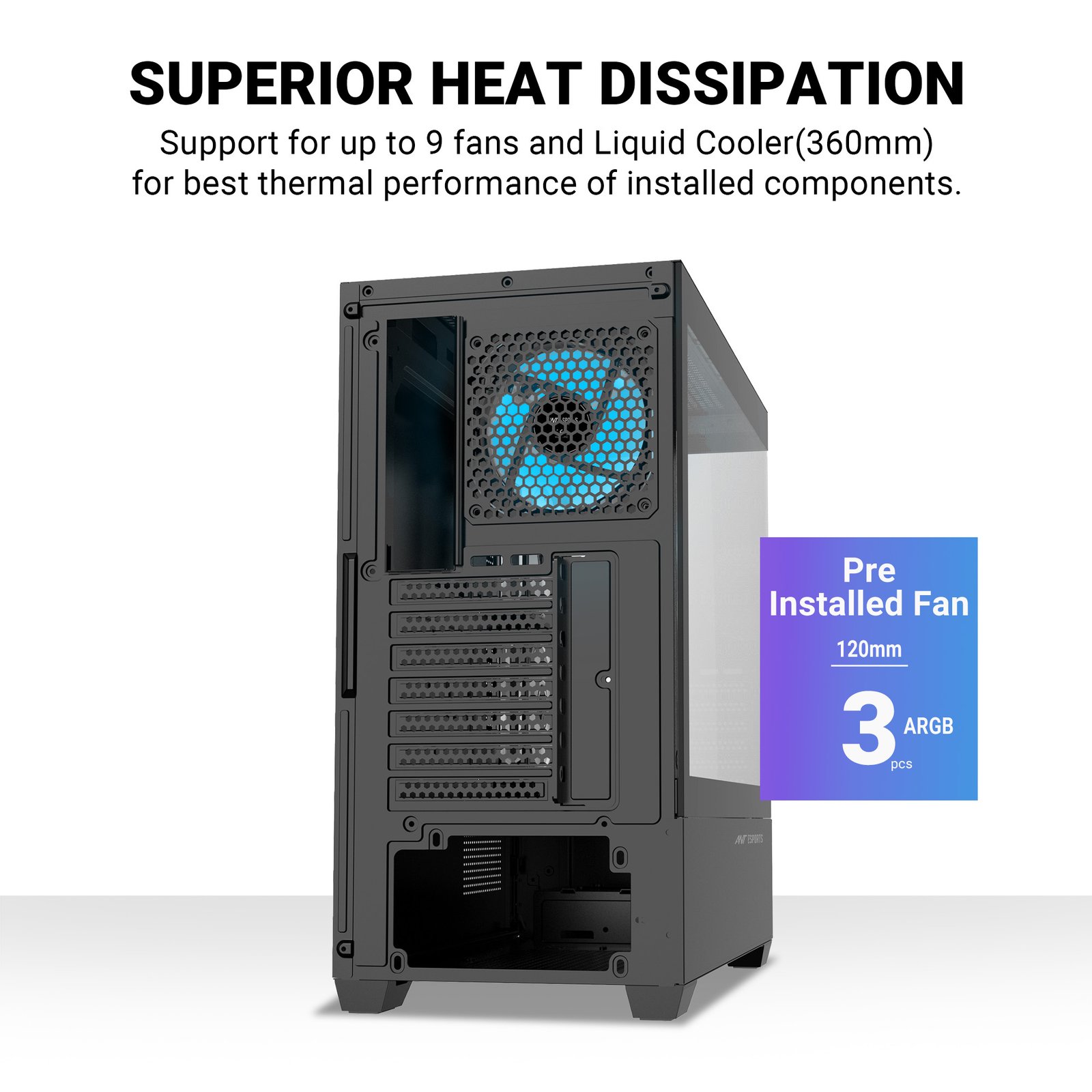 Ant Esports Crystal Z3 ARGB (ATX) Mid Tower Cabinet (Black)