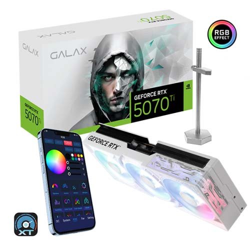 GALAX GeForce RTX 5070 Ti 1-Click OC EX Gamer RGB White 16GB GDDR7 Graphic Card 4895147158402