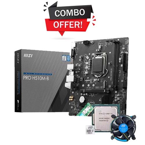 Intel i3-10105F Processor with MSI Pro H510M-B Motherboard Crucial 8GB DDR4 2600mhz memory Combo Deal