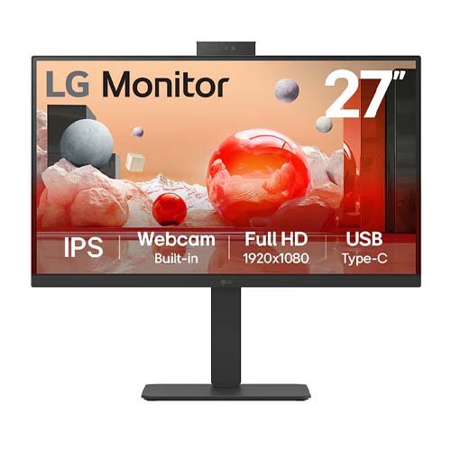 LG 27BA850 27 inch Full HD IPS Gaming Monitor with KVM Switch, Lan Port, Built-in FHD webcam and USB Type-C