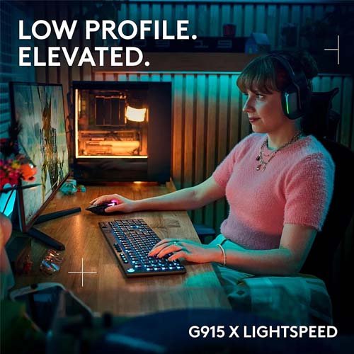 Logitech G G915 X LIGHTSPEED Low-Profile Wireless RGB Mechanical Gaming Keyboard 920-012680 Carbon-Tactile