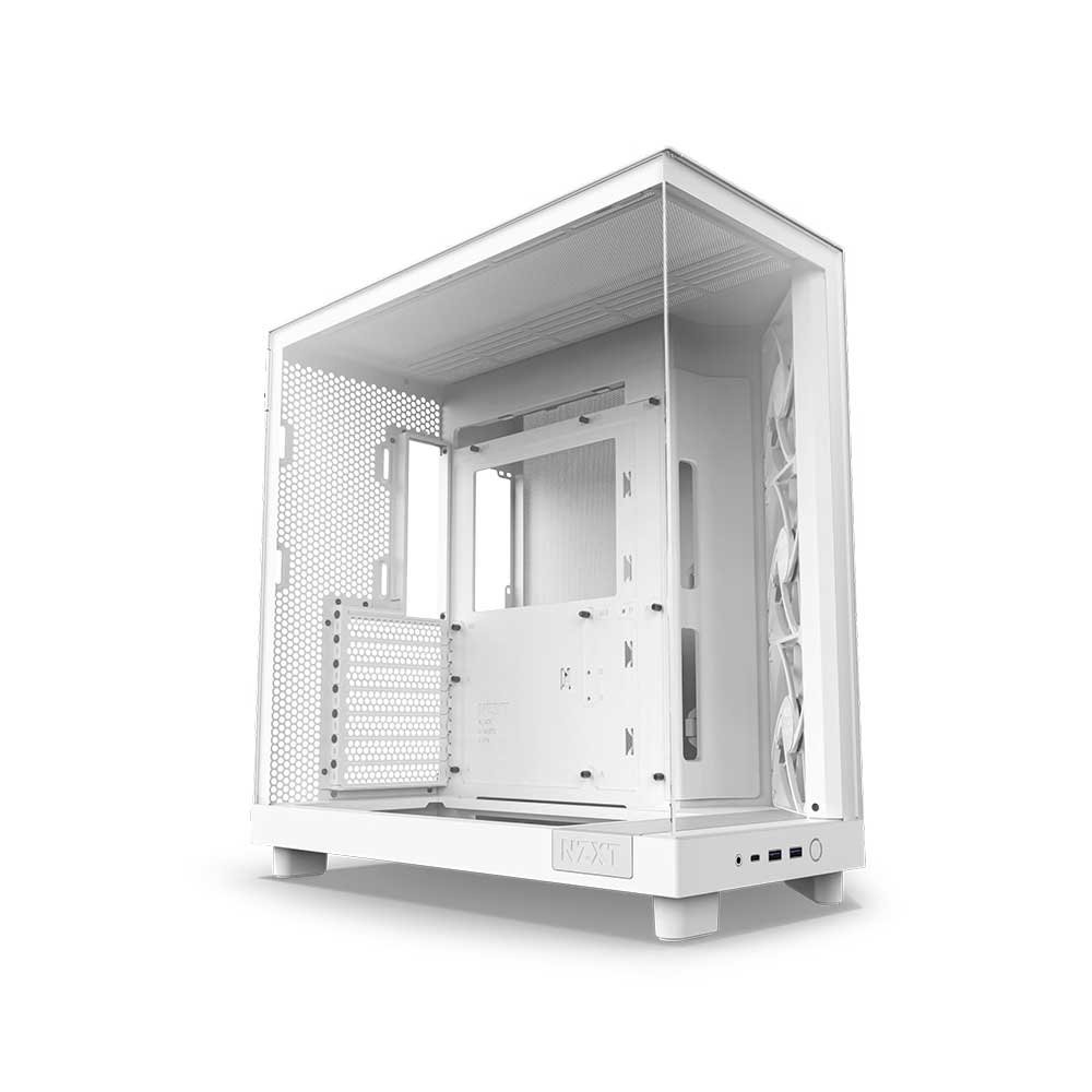 NZXT H6 Flow Compact Dual-Chamber Mid-Tower Airflow Case White CC-H61FW-01