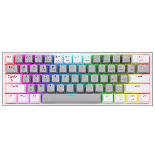Redragon Fizz Pro K616 – 60% Wired 2.4GHz BT Mechanical Keyboard Grey And White (Red Switch)