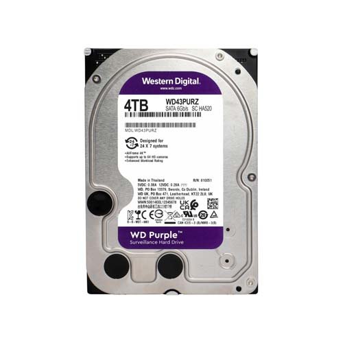 WESTERN DIGITAL PURPLE 4TB 5400 RPM SURVEILLANCE DESKTOP HARD DRIVE WD43PURZ