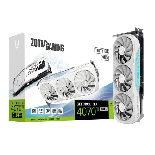 ZOTAC GAMING GeForce RTX 4070 Ti SUPER Trinity OC White Edition 16GB GDDR6X Graphic Card ZT-D40730Q-10P