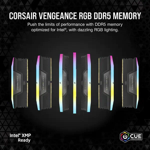 Corsair Vengeance RGB 32GB (16GBx2) DDR5 5200MHz Desktop Memory CMH32GX5M2B5200C40