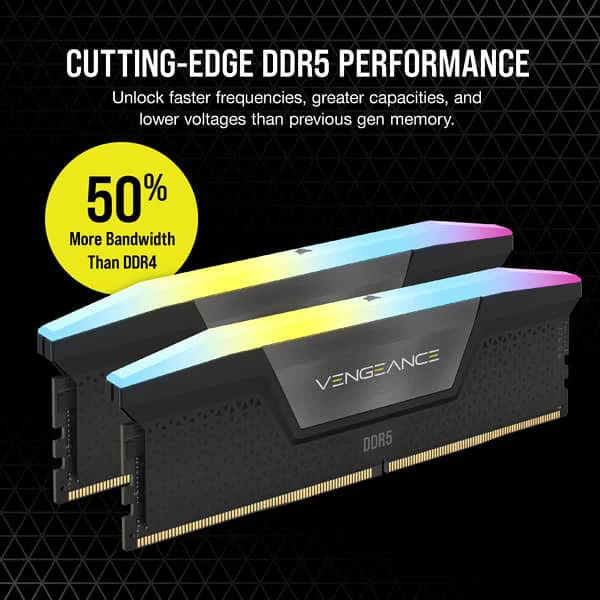Corsair Vengeance RGB 32GB (16GBx2) DDR5 5200MHz Desktop Memory CMH32GX5M2B5200C40