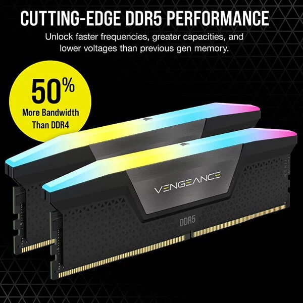 Corsair VENGEANCE RGB 32GB (2x16GB) DDR5 DRAM 7000MHz Memory Kit — Black CMH32GX5M2B7000C40