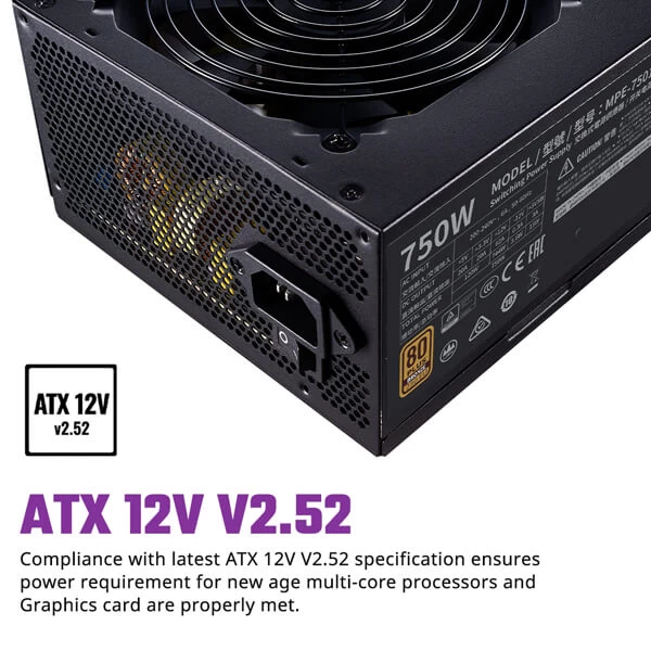 Cooler Master MWE 750 Bronze V2 80 Plus Bronze 750W Non Modular Power Supply MPE-7501-ACABW-BIN