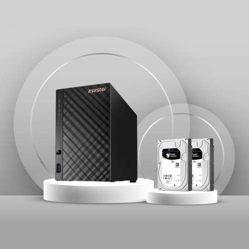 Asustor Drivestor 2 Lite AS1102TL 2 Bay NAS Storage with 2 x 8TB Seagate Exos HDD Bundle