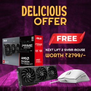 ASUS Prime Radeon RX 9060 XT 16GB GDDR6 OC Edition Graphic Card PRIME-RX9060XT-O16G (Free NZXT Mouse)