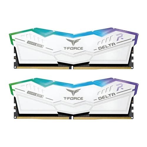 TeamGroup T- Force Delta RGB White 64GB (32GBx2) 6400MHz CL40 DDR5 RAM FF4D564G6400HC40BDC01