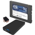 Patriot P210 512GB 2.5 inch SSD with SABRENT 2.5 Inch SATA to USB 3.0 Enclosure