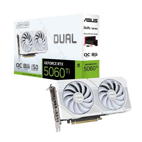 ASUS Dual GeForce RTX 5060 Ti 8GB GDDR7 White OC Edition Graphic Card DUAL-RTX5060TI-O8G-WHITE